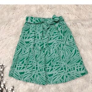 Lands' End Green White Botanical Print Full Skirt